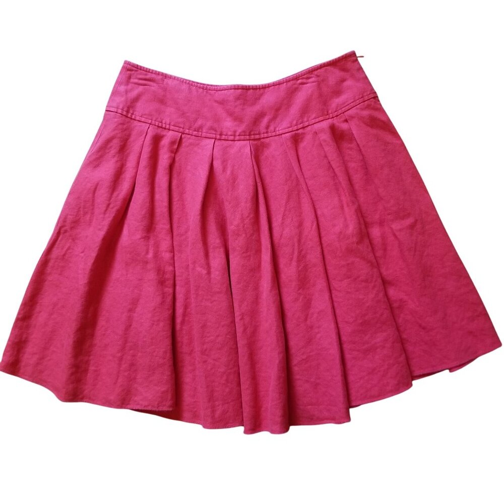 Kenneth Cole‎ Reaction 8 Linen Red Skirt Full Circle Modest Swing Summer